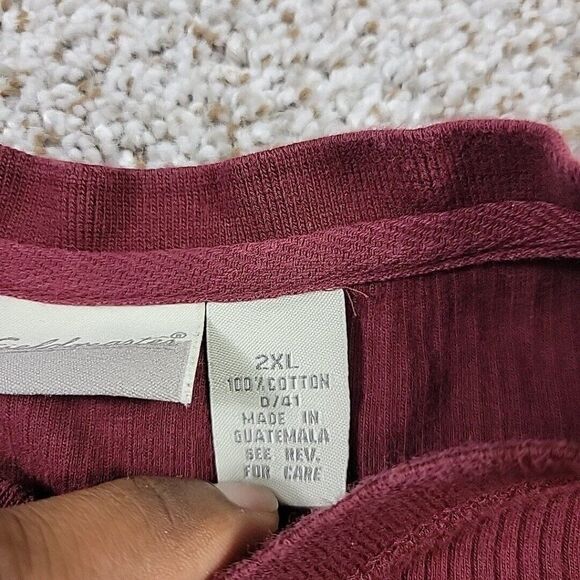 Vintage Fieldmaster Shirt Mens 2XL Burgundy Henley Ribbed Knit Long Sleeve - Picture 3 of 7